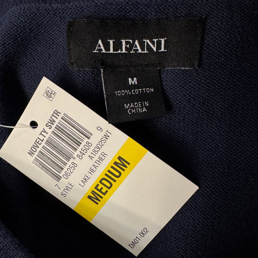 Alfani Mens Medium Sweater Pullover Crew Neck Stretch Long Sleeve Lake Heather - Picture 3 of 4